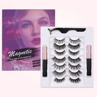 luxury magnetic lashes 7 pairs false eyelashes set with liquid magnet eyeliner tweezer handmade fake lashes 50 setslot dhl