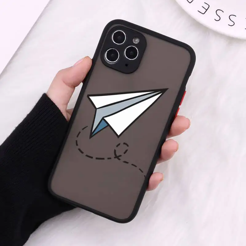 

paper airplane Childhood flying cute Phone Cases Matte For iPhone 12 Mini 11 Pro XR XS Max 7 8 Plus X Hard PC Back Cover