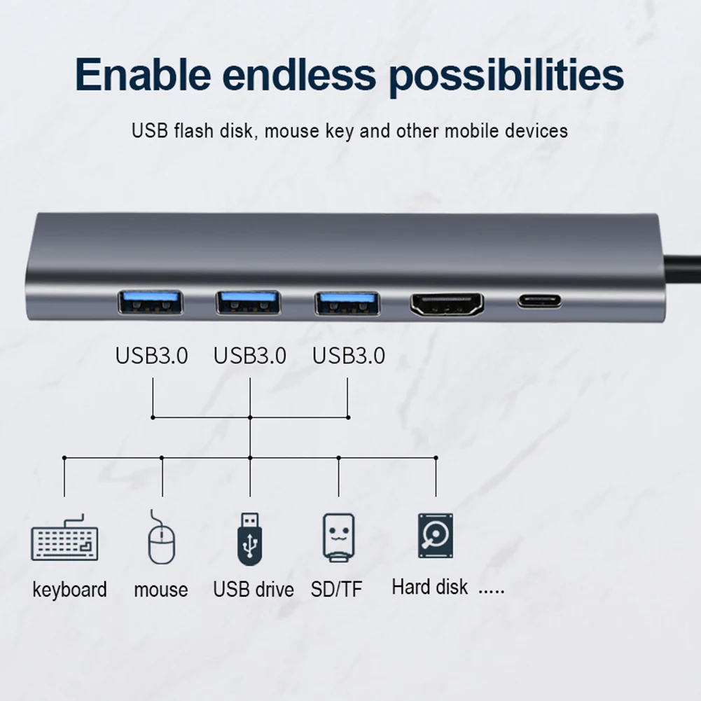 6 портов usb hub тип c к мульти usb 30 конце