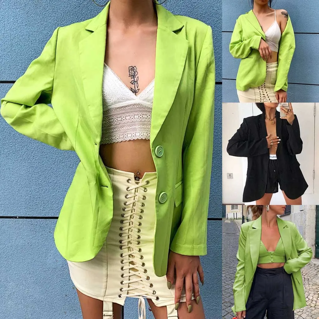 

JAYCOSIN Fashion women blazers and jackets Long Sleeve Open Front Fit Office Cardigan Jacket Coats Solid female casual outerwear