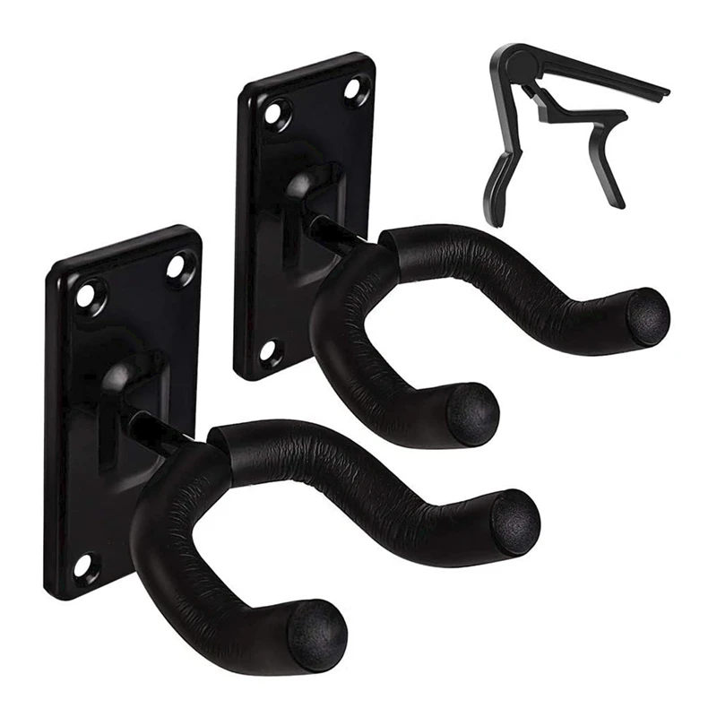 

Guitar Wall Mount Hanger Hook Holder Stand For Acoustic Electric And Bass Guitars With Guitar Capo Ukulele Banjo