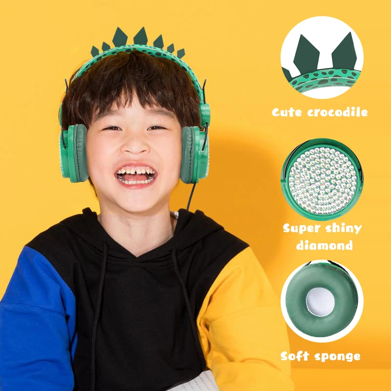Беспроводные наушники с динозавром для мальчиков Проводная игровая гарнитура