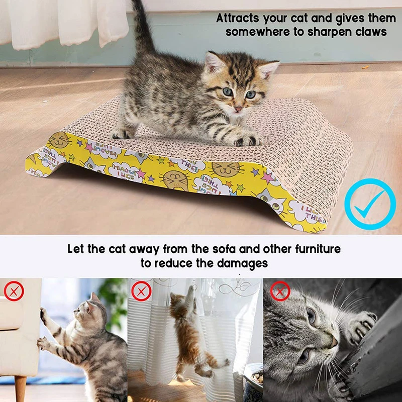 Benepaw двусторонний скребок для кошек, Когтеточка, гофрированный картон для гостиной, диван-кровать, изогнутый дизайн, скребок