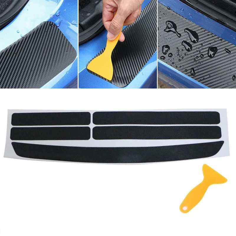 

5D Carbon Fiber Nano Glue Car Trunk Door Sill Full Body Sticker Door Edge Protective Car Sticker Protector Film Vinyl Accessory
