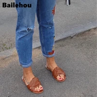 bailehou new fashion brand women slipper cross women outdoor beach flip flops open toe ladies casual flat slides shoes