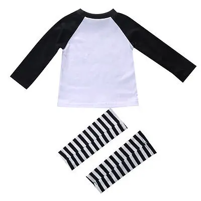2020 Baby Kids Girls Boys Long Sleeve 2 pecs Top T-shirt + strip Leggings Outfits Clothes Sets |