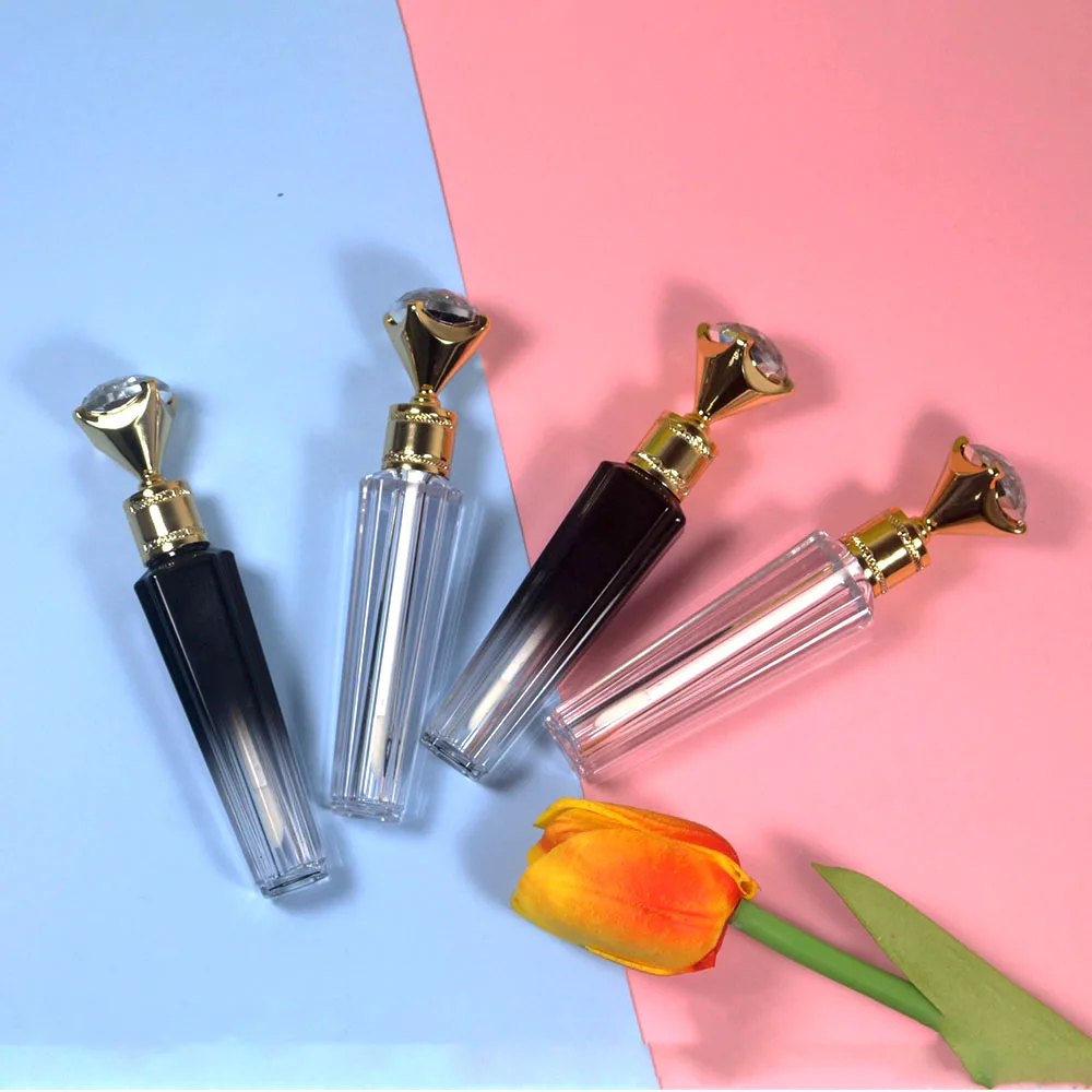 50PCS 2мл Пластиковые ромбические прозрачные пустые тюбики для блеска для губ косметические тюбики с роскошной алмазной крышкой и пробкой.