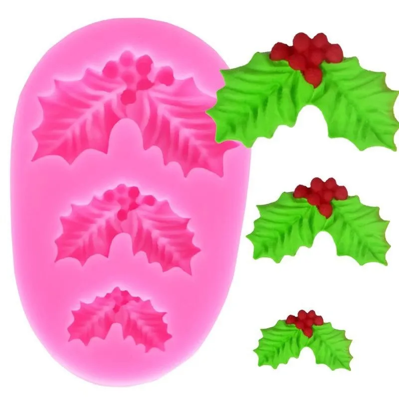 

Christmas Leaf Shape Silicone Resin Mold DIY Cake Pastry Fudge Mold Dessert Chocolate Lace Decoration Kitchen Baking Tools AD230