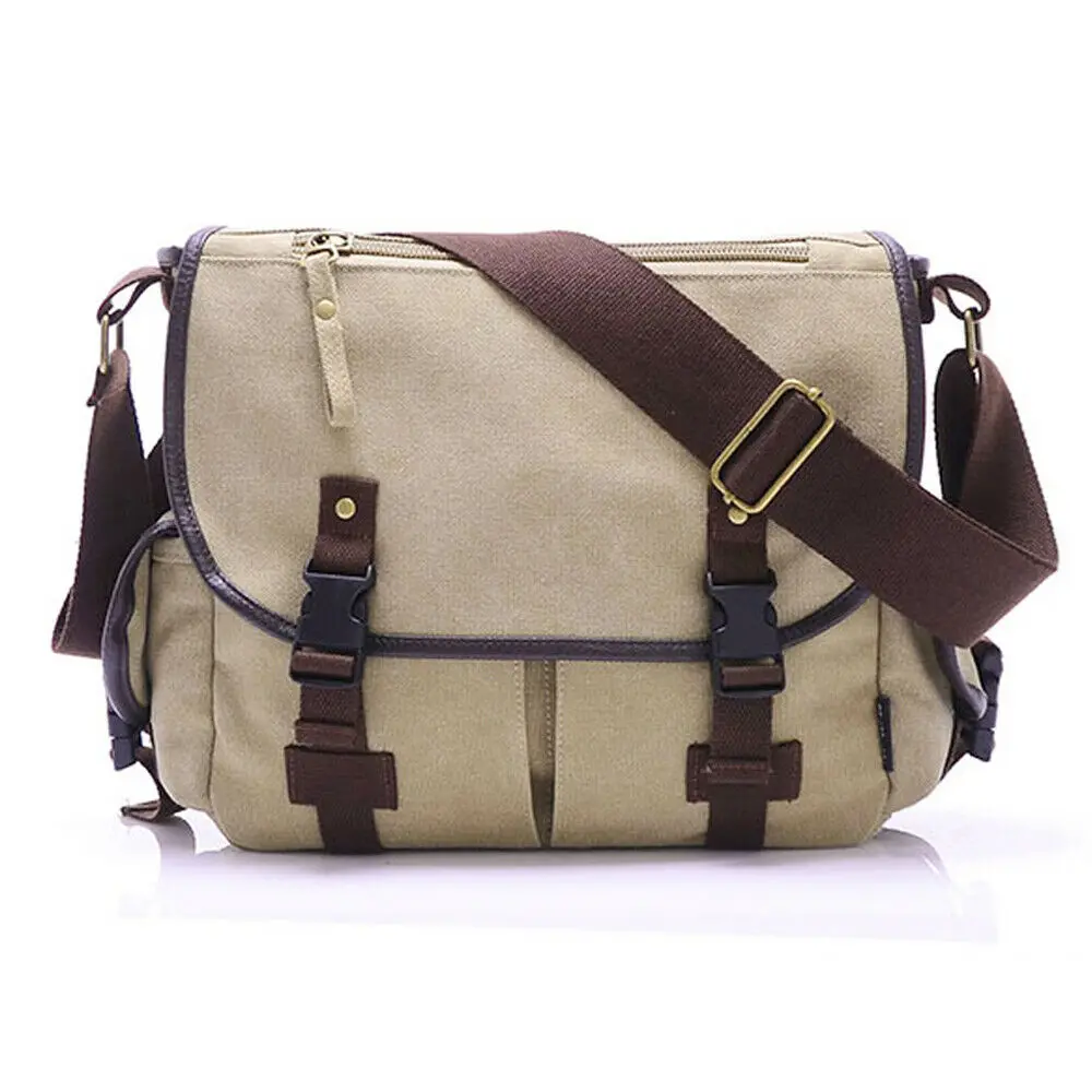 Холщовая Сумка на Молнии для мужчин и женщин мессенджер с несколькими карманами