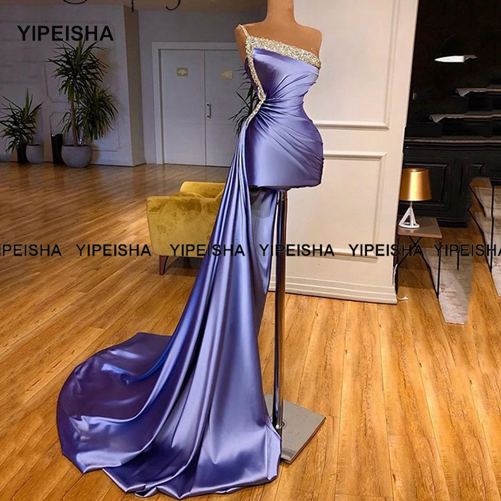 Yipeisha Short Cocktail Dress 2021 New Arrival One Shoulder Luxury Beads Dubai Arabic Women Formal Party Gowns Pageant Dresses images - 6