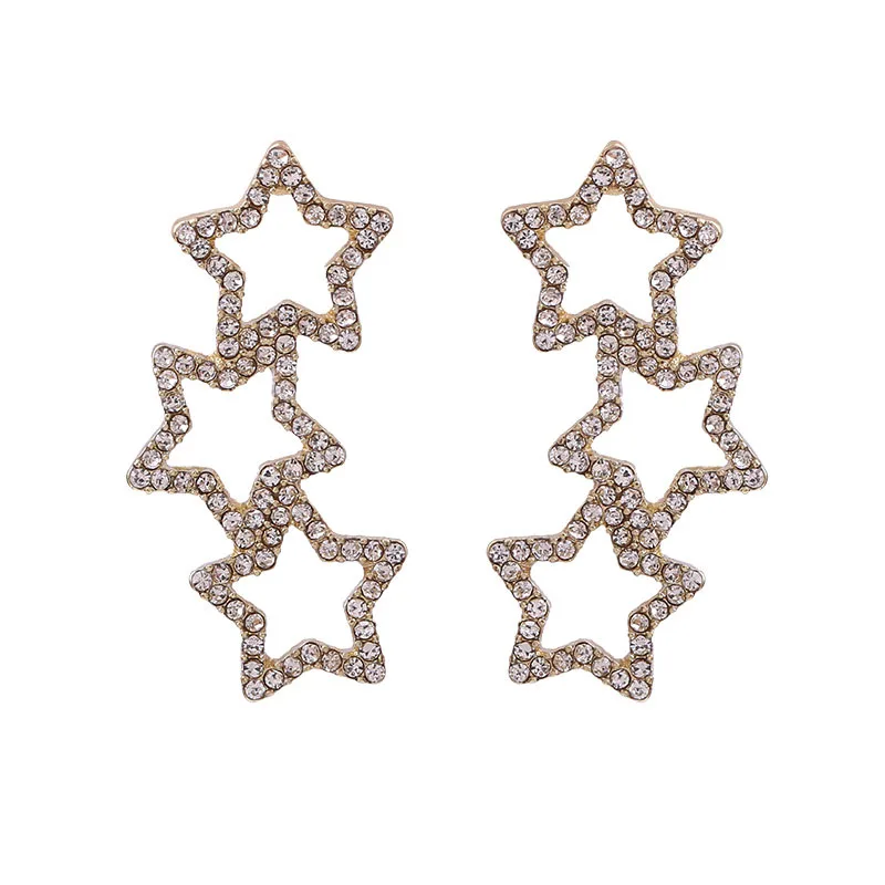 

Korean Cubic Zirconia Stone Hollow Star Stud Earrings for Women Fashion Clip On Earring No Pierced Jewelry 2020 New Jewlery