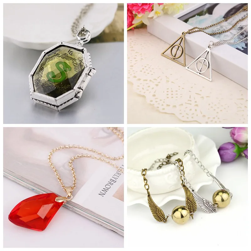 Harryed Poter аксессуары металлическое ожерелье браслет дары смерти муха вор квиддит