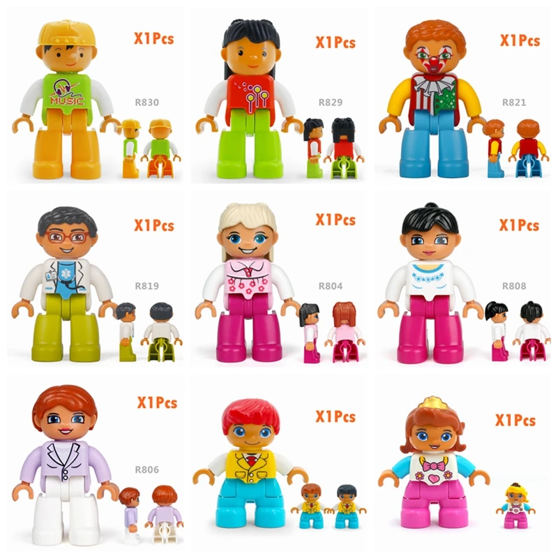 Duplo строительные блоки фигурки семья полицейский фермер совместим с Duploed