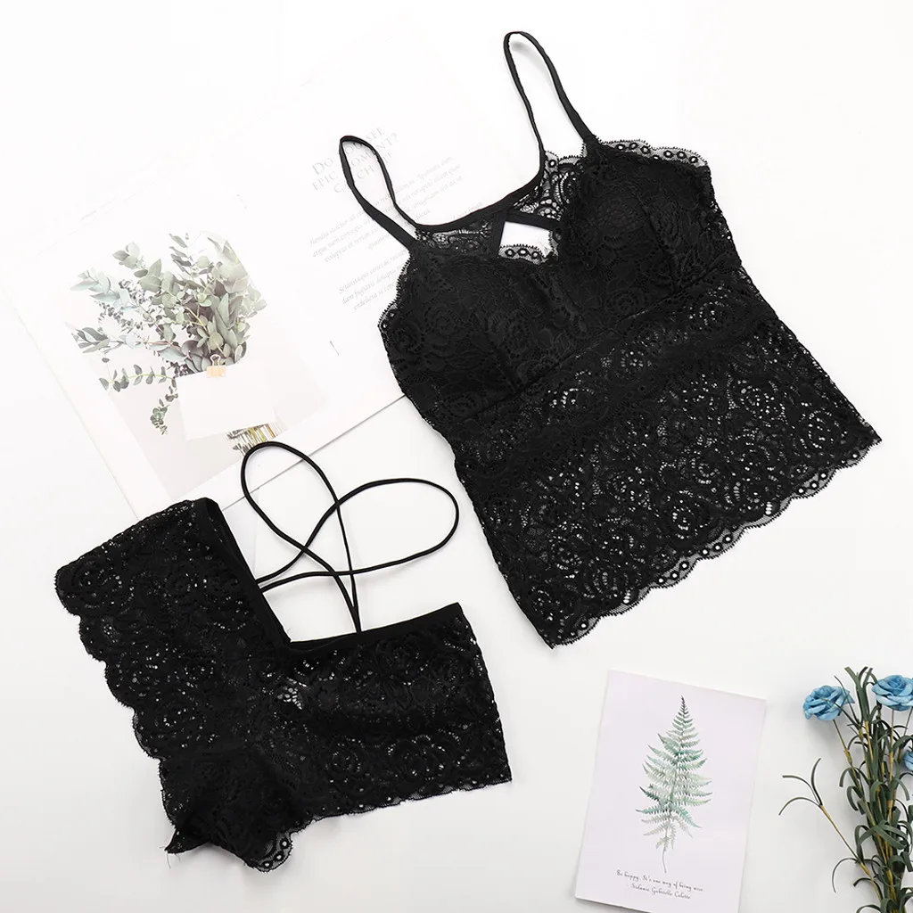 Женская пижама Осень-зима сексуальный кружевной бюстгальтер женское нижнее