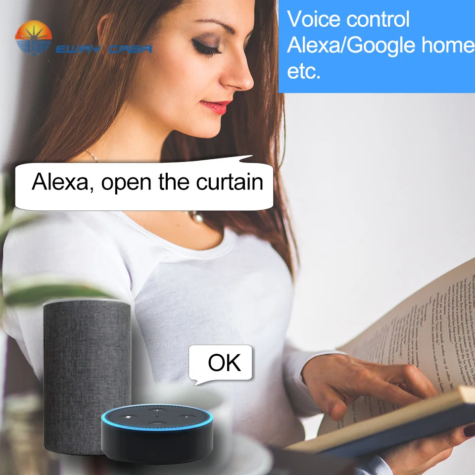 EWAY Каса Alexa &amp Google Home Tuya моторизованная шторка с WiFi треком Автоматическая