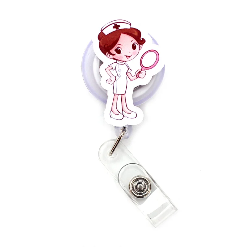 The 2021 New Women And Men Doctor Retractable Card Holder Badge Reel Girl Nurse Exhibition Enfermera Girl Name Card Chest Boy images - 6