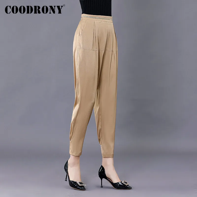 COODRONY Brand High Quality Business Casual Women's Soft Trousers Streetwear Fashion Urbane Female Silk Straight Pants W8005