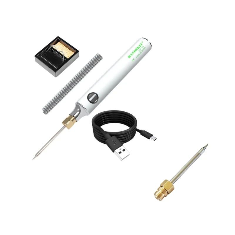 

Soldering Iron Kit 5v 8w Portable Adjustable Temperature Welding Tool Pen with USB Cable Solding Wire, Stand and Tips 85LA