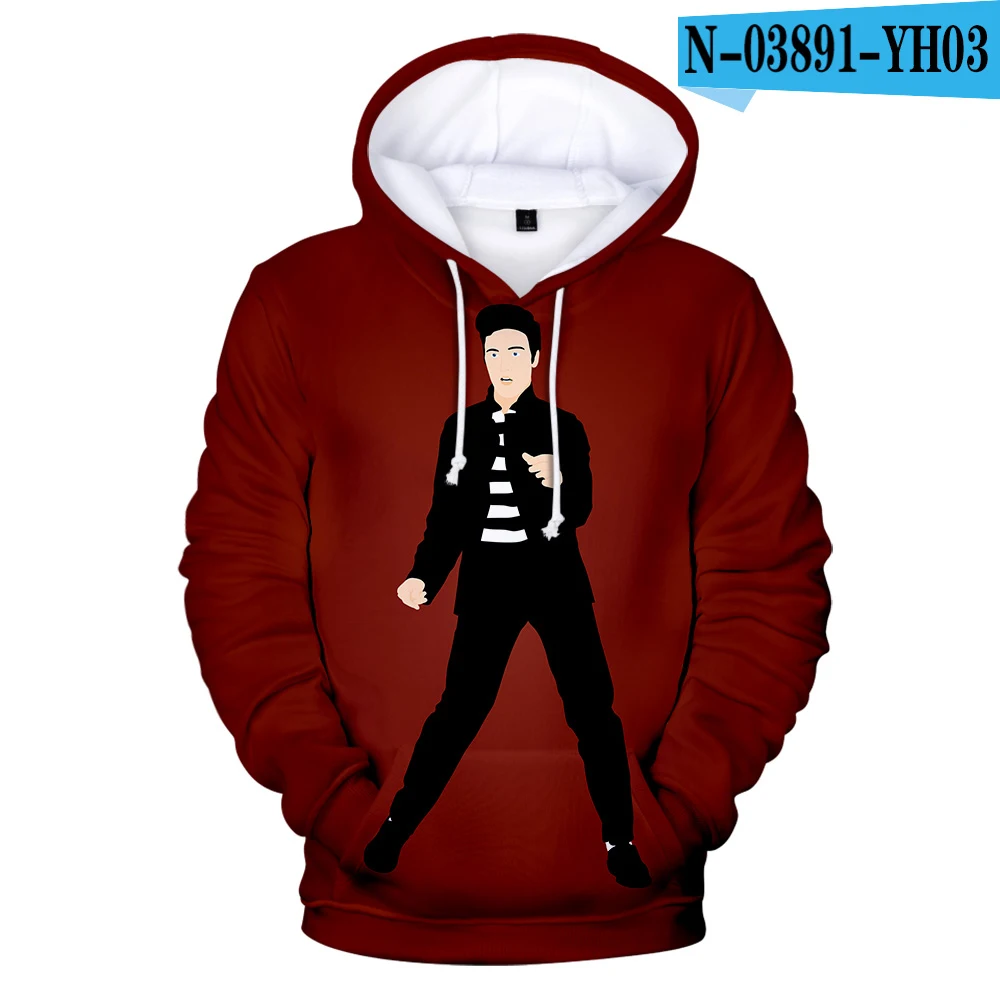 Dark grey Elvis Presley new men and women 3D hoodie fashion orange casual Elvis Presley Harajuku 3DHooded autumn and winter pullover - Color: Dark grey