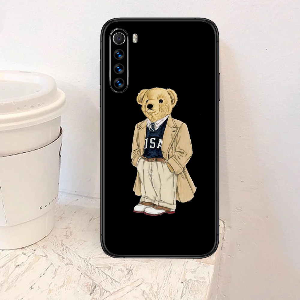 

Italy cartoon Bear Phone Case For Xiaomi Redmi Note 7 8 8T 9 9S 4X 7 7A 9A K30 Pro Ultra black Prime Tpu Back Fashion Coque