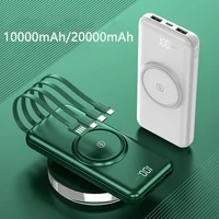 20000mah wireless power bank built in cable portable charger powerbank for iphone 12 pro samsung s21 s20 huawei xiaomi poverbank