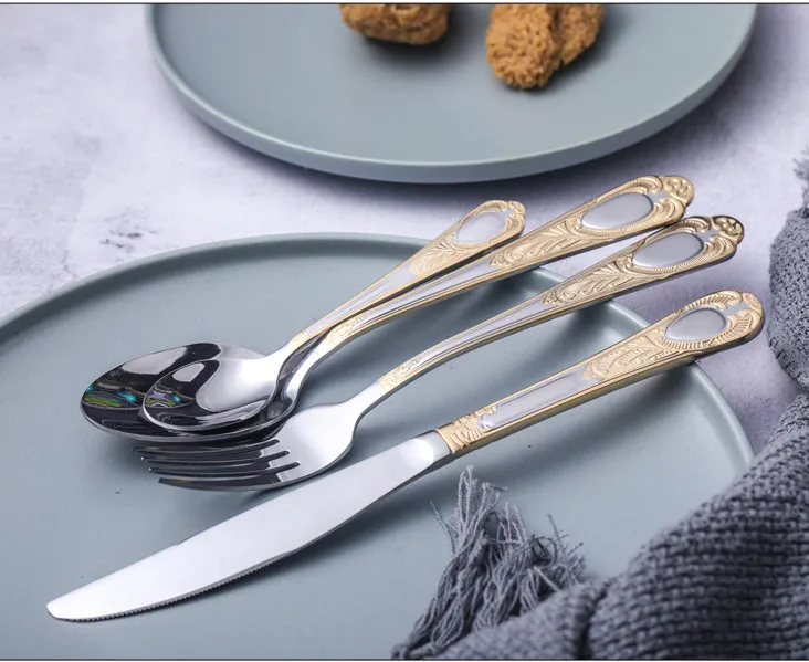 Высокое качество голова Медуза золотые столовые приборы из нержавеющей стали