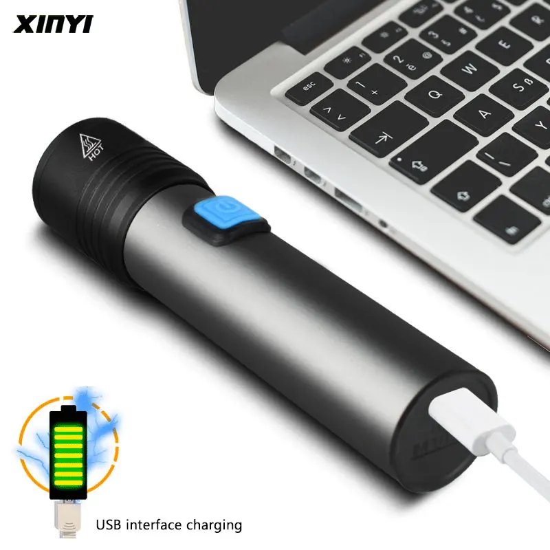 Фонарик светодиодный Аккумуляторный с зарядкой от USB и встроенным литиевым