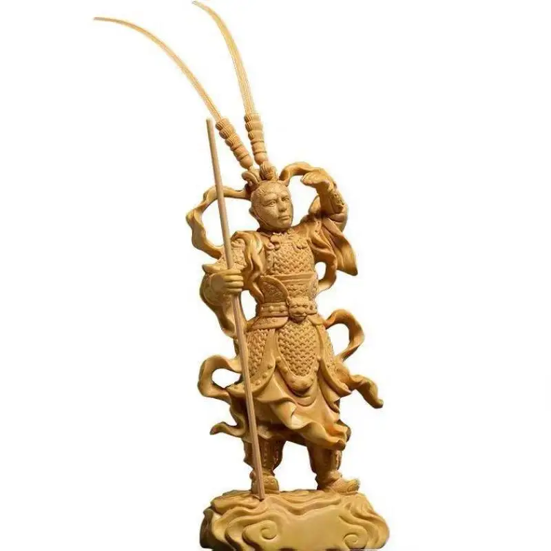 Резьба по дереву скале ципариса, украшения Qi Tian Dasheng, креативная твердая статуя Будды для гостиной, ручная работа, бойцовка по боксу wukong