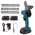 4-дюймовая мини-бензопила 24 в 2000 мАч, заряжаемая батарея Makita, садовый обрезной станок для дерева, электроинструмент с 4 сменными цепями