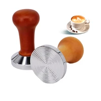 5154 58mm coffee tamper wooden handle barista espresso maker grinder handmade coffee powder hammer calibrated pressure tamper