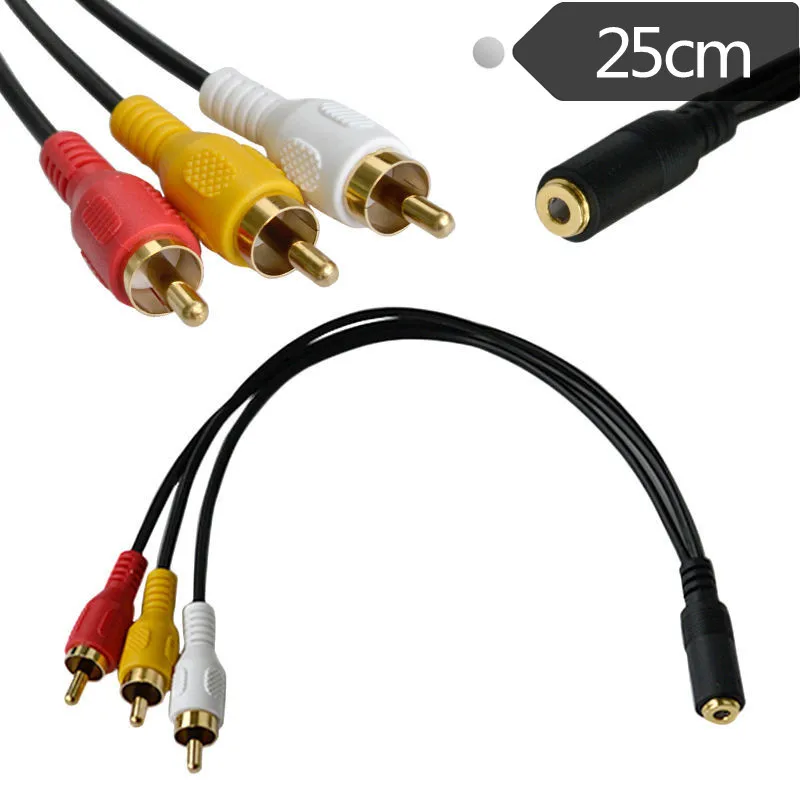 

3.5MMF To 3RCA Audio VideoM Adapter Cable 0.25m