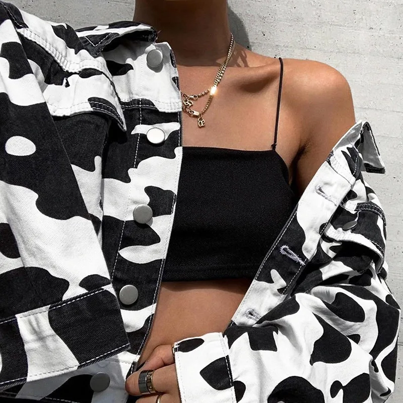 

Vintage Slim Fit Women Autum Cow Print Long Puff Sleeve Shirt Jacket Ladies Casual Square Neck Backless Button coat Vestidos