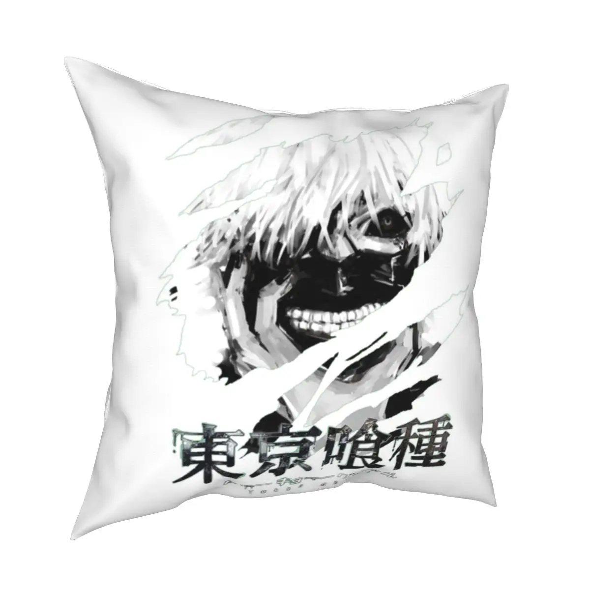 

Tokyo Ghoul Japan Anime Pillow Case Kaneki Ken Manga Cartoon Black White Cushion Cover Decorative Pillowcase for Bed 18'