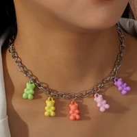 candy color gummy mini bear necklace for women christmas gifts charm pendants necklaces jewelry women girls jewelry necklace