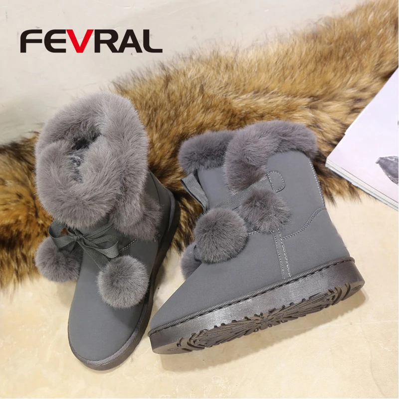 FEVRAL/ г., зимние качественные женские ботинки модные зимние ботильоны с круглым носком Повседневная обувь на плоском толстом каблуке женские носки