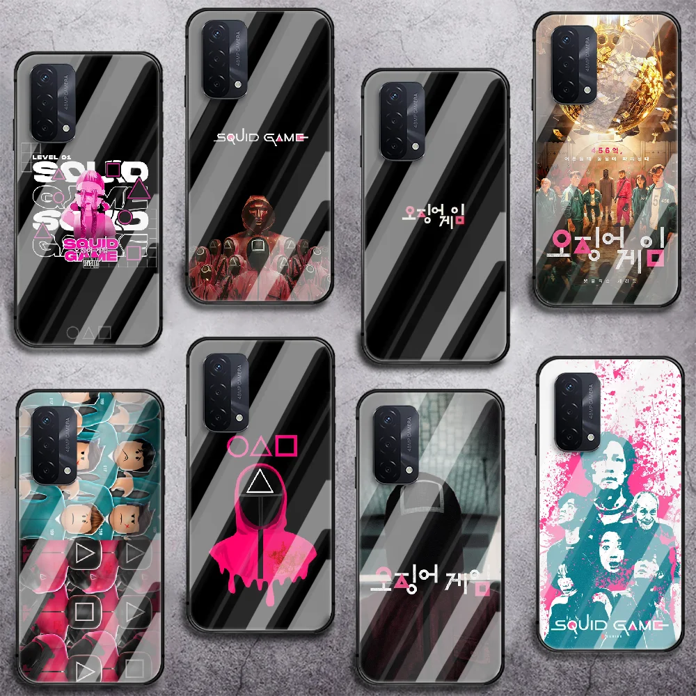

Squid game Phone Tempered Glass Case Cover For oppo realme find reno a c x3 gt 53 5 6 7 11 Pro 5g Etui Waterproof Soft