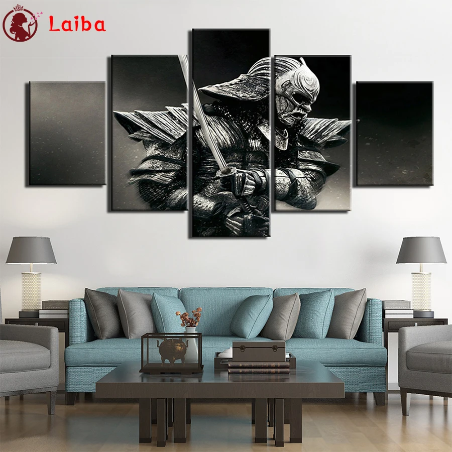 Im&aacute;genes 5d pintura de diamantes arte moderno en blanco y negro, samurai, novedad completa 2021, mosaico de arte, iconos de bordado de diamantes 5 piezas-0