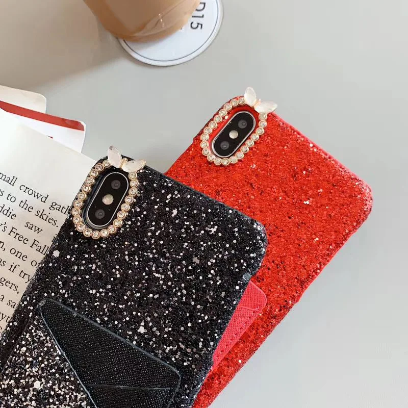 For Samsung Galaxy J7 Pro J5 2016 J2 J3 J4 J6 prime Shining Glitter phone Case A6 A5 A8 Plus 2018 Card Cover | Мобильные телефоны и