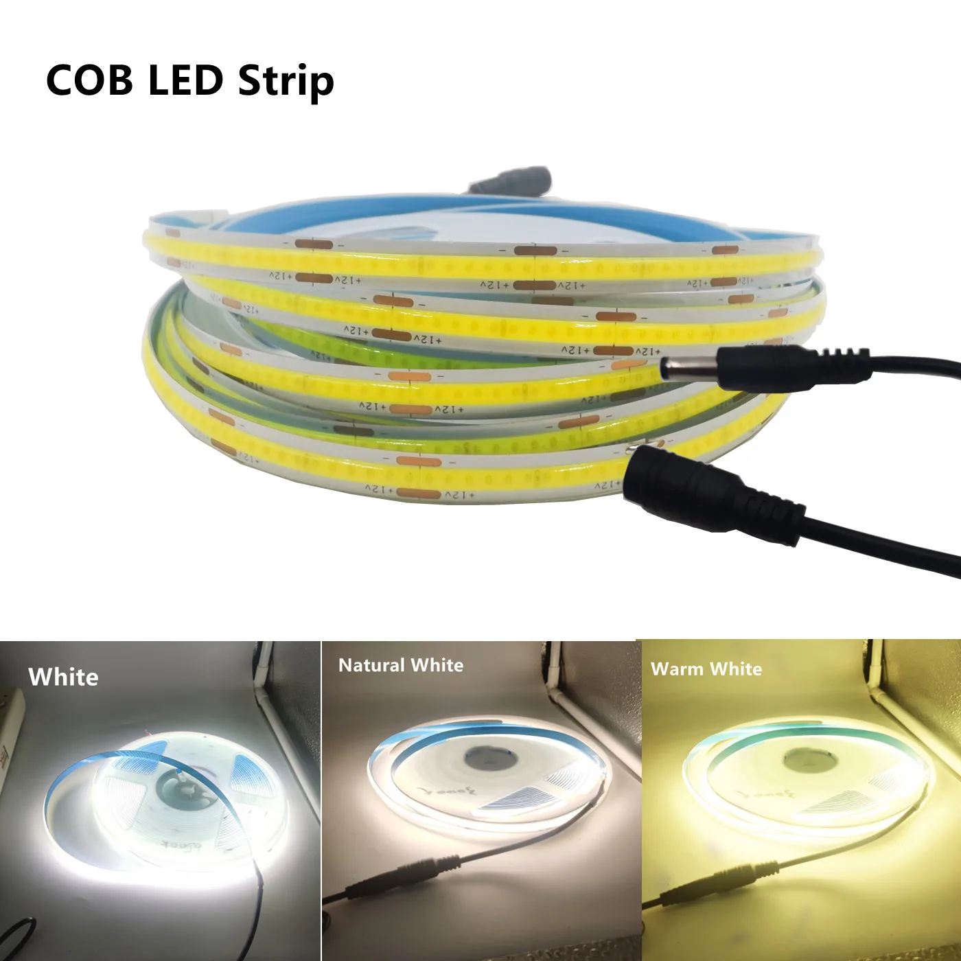 

FCOB LED Strip Light 5M 10M 320 LEDs High Density Flexible FOB COB Led Lights RA90 Warm Nature White Linear Dimmable DC12V 24V