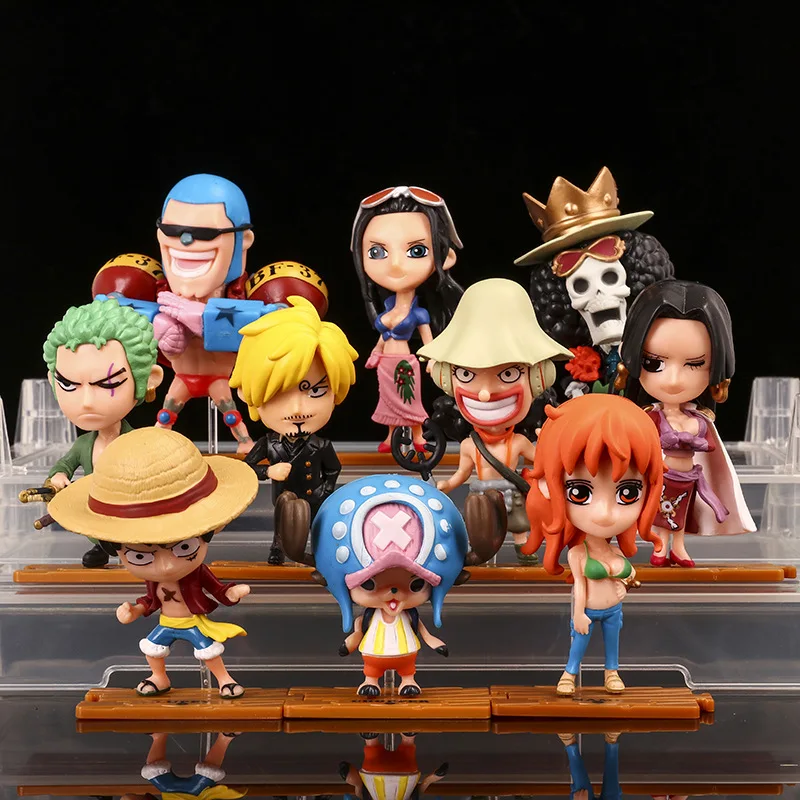 

1pcs 8.5cm Anime ONE PIECE Action Figure Toys Luffy Zoro Nami Sanji Usopp Chopper Robin Q Version Model Kids Toys Random Sent