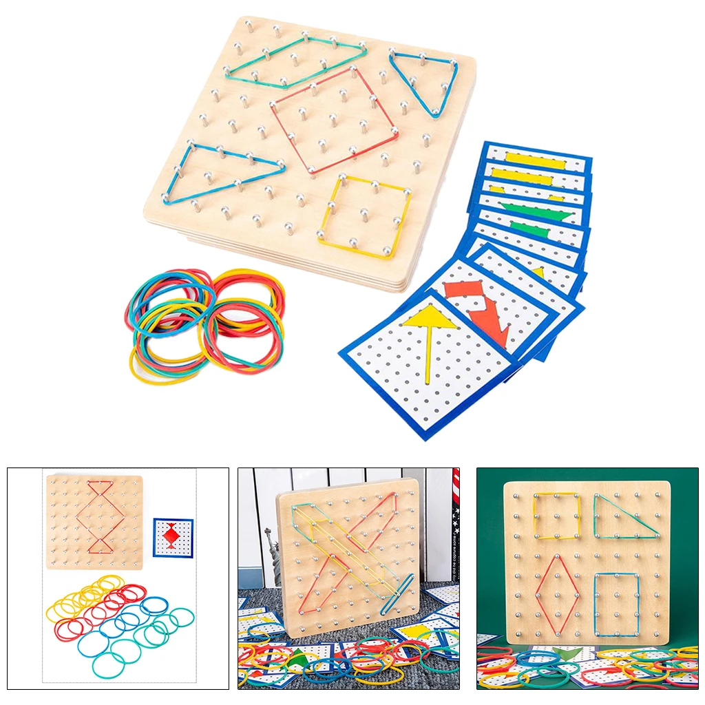 

Geoboard Shape Puzzle Wooden Board Imagination and Creativity