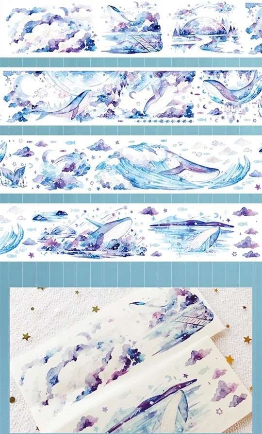 

1 Loop 5cmx90cm Cloud Whale in the Ocean Sea Masking Tape