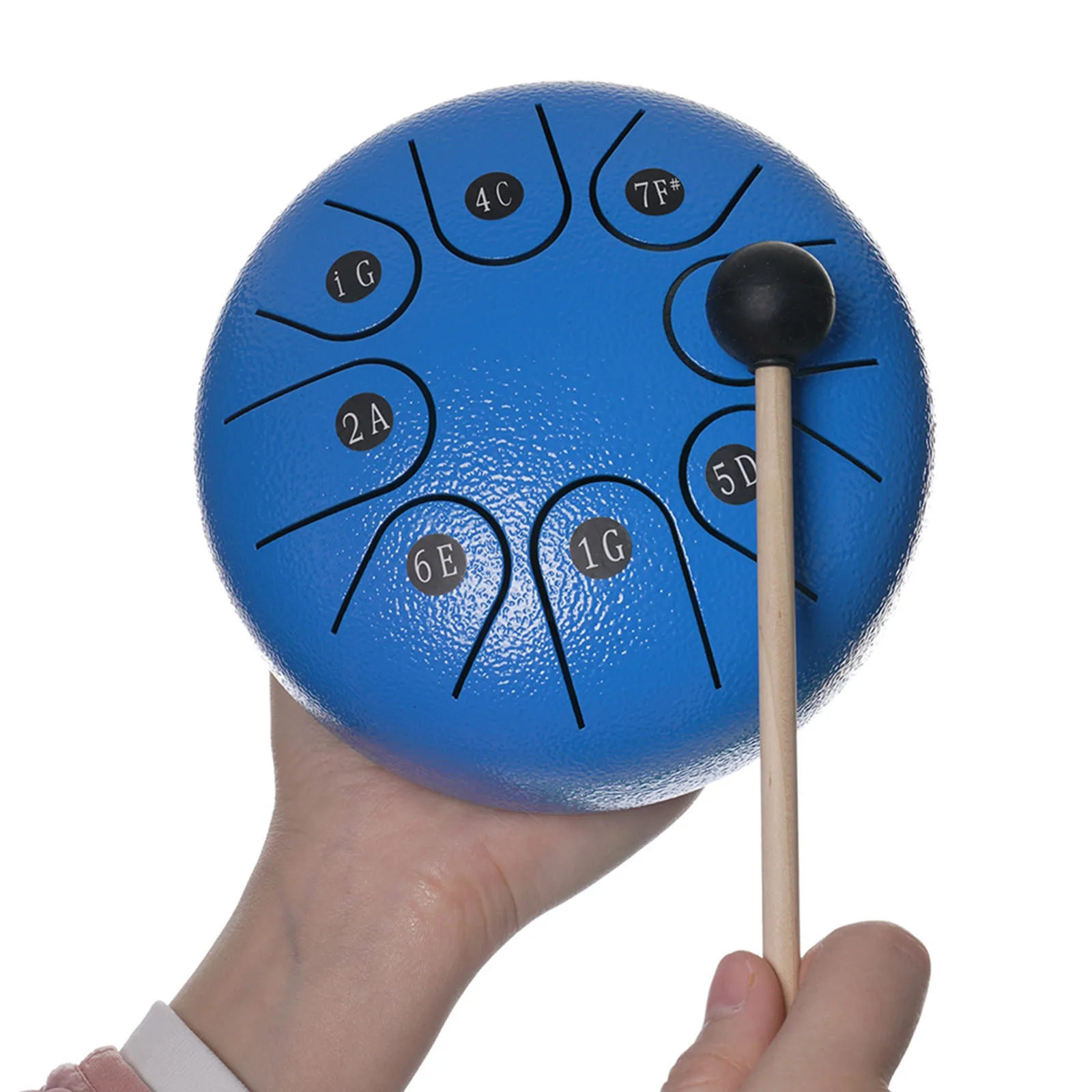 

8 Tone 6" Tongue Drum Standard C Key and Drum Mallets Carrying Bag Music Book Present for Adults Kids Blue