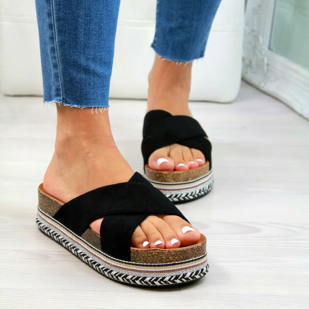 

Women Slippers Shoes Summer Platform Flops Female Casual Mid-heel Soft Bottom Comfort Outdoor Beach Slides Ladies Shoes Indoor