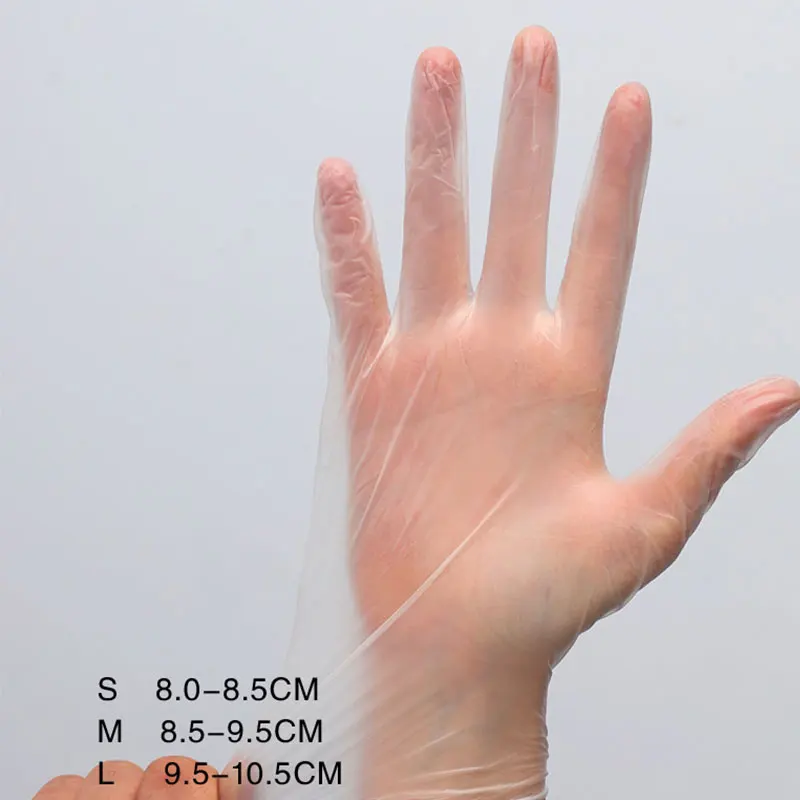

100Pcs Disposable Latex Gloves Non-Slip PVC Disposable Inspection Gloves Hygienic Transparent Household Clean Protective Gloves