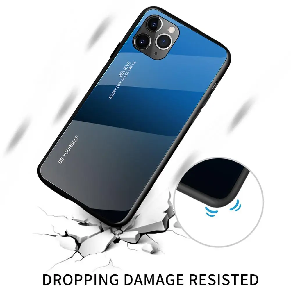 

Hot Sale Mobile Phone Cases Multi-function 9H Tempered Glass Case Gradient Colorful Phone Back Cover Shell for iPhone 11