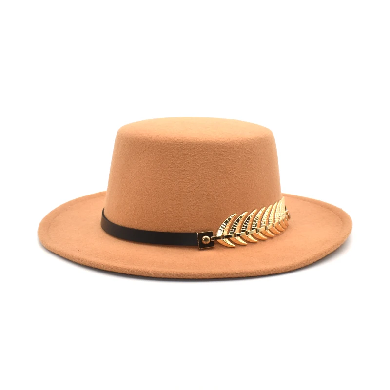 2020 New Fedoras Hat for Men Women artificial wool Blend Jazz Cap Wide Brim Simple Church Derby Flat Top Hat P13