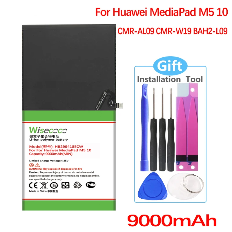 

Аккумулятор WISECOCO HB299418ECW для Huawei MediaPad M5 CMR-W19 CMR-AL09 BAH2-L09, высокое качество