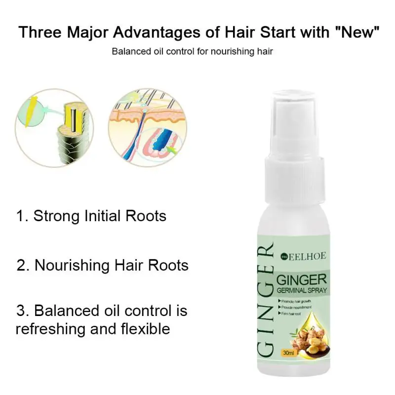 

30ml Ginger Hair Growth Spray 7 Days Anti Hair Loss Germinal Hair Growth Serum Hair Regrowth Oil For Men And Women Hair