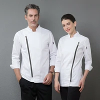 2021 new chef jacket men women cook coat restaurant uniform zipper stand up collar food services kitchen clothes waiter wear
